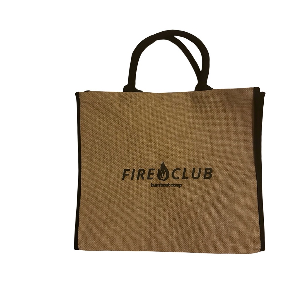 Burn Boot Camp tan tote bag